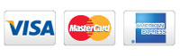 We accept  Visa, MasterCard, AMEX